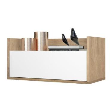Imagem de Mesa De Cabeceira 80Cm Suspensa Multimóveis V4004 Rustic/Branca Rustic
