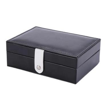 Imagem de predolo Caixa de joias organizadora de joias com tampa flip-open, grampos de cabelo, grande capacidade, presentes, display portátil, couro PU, mamãe, Preto