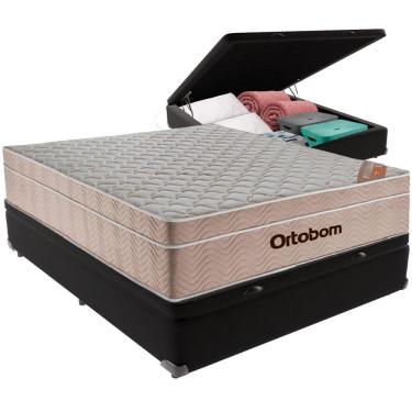Imagem de Cama Box Baú E Colchão Airtech Springpocket Molas Ensacadas Casal Ortobom Casal Preto