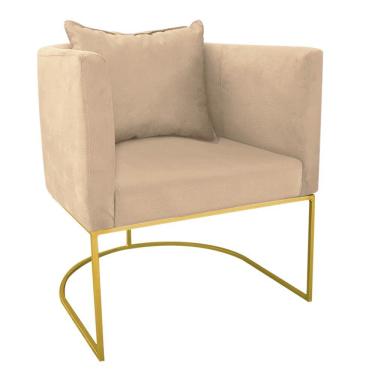 Imagem de Poltrona Paola Suede Base Metálica Dourado bege