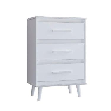 Imagem de Cômoda Para Quarto Pé Palito 3 Gavetas Lima Branco