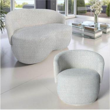 Imagem de Kit Namoradeira + Poltrona Decorativa Beatriz Orgânica Linho Bege - Ma