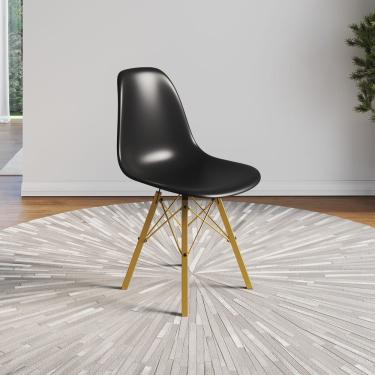 Imagem de Cadeira Eames Tubo Ferro Dourado Assento Preto