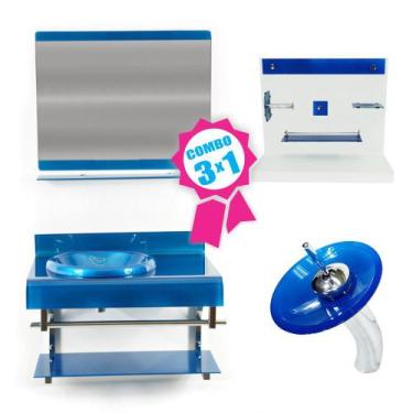 Imagem de Combo 3 em 1 - Gabinete 70cm Espanha + Torneira Ibiza + Kit Banheiro J