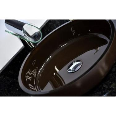 Imagem de Cuba de Vidro Redonda Achatada 43cm Bolonha - EKASA, Marrom