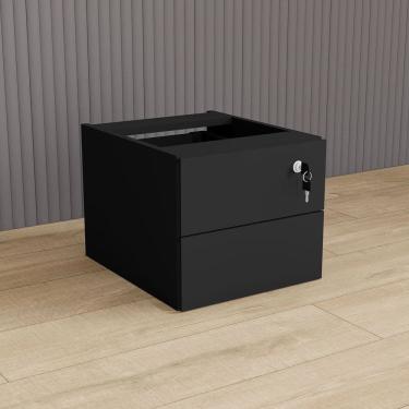 Imagem de Gaveteiro Suspenso 33cm X 40cm 2 Gavetas com Chave para Mesa Escrivaninha de Escritório Corporate Preto