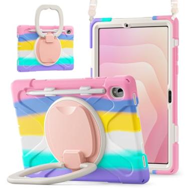 Imagem de Batianda Capa resistente para Samsung Galaxy Tab S11 2025 de 11 polegadas com suporte de anel giratório de 360° e alça de ombro com suporte de caneta S embutido à prova de choque, capa protetora