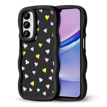 Imagem de CASBST Capa de telefone compatível com Galaxy A15 5G para mulheres e meninas, moldura ondulada encaracolada com estampa fofa, capa de telefone à prova de choque de silicone macio e estética para