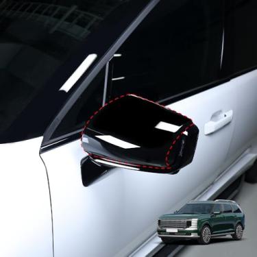 Imagem de Cnaurda Capa de espelho exterior ABS, kits de acabamento de capa de espelho retrovisor lateral compatíveis com Hyundai Palisade LX3 2026 LHD/RHD acessórios externos (preto)