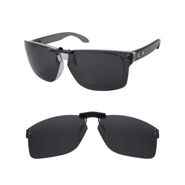 Imagem de HILEEN Óculos de sol polarizados com clipe para Oakley Holbrook OX8156 56 mm para homens, proteção UV - preto