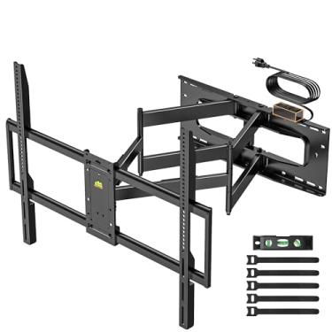 Imagem de FORGING MOUNT Suporte de parede para TV de movimento completo resistente com filtro de energia para TVs grandes de 65 – 100 polegadas até 99.8 kg, suporte de suporte de TV pré-montado giratório suave