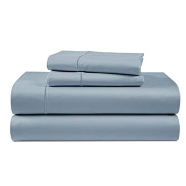 Imagem de LANE LINEN Jogo de lençol ultra macio California King, 100% algodão egípcio mercerizado totalmente elástico com costura francesa em hotel ajustado como lençóis de cama de luxo Cal King - Azul francês