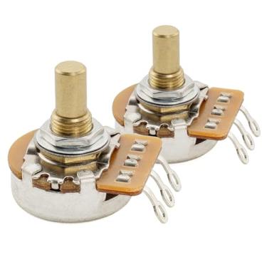 Imagem de Musiclily Potenciômetros Pro HD A1M+B1M de latão métrico sólido curto 6,5 mm áudio linear para baixo de guitarra elétrica estilo Jazzmaster Jaguar (conjunto de 1A1B)