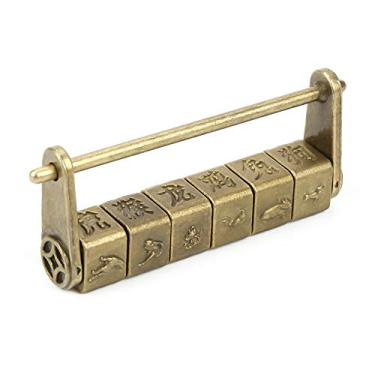 Imagem de GLOGLOW Fechadura Com Senha Vintage, Cadeado de Combinação do Zodíaco Antigo de Zinco para Caixa de Joias, Fechadura Decorativa Exclusiva para Armários 3,2 X 1,4 pol.