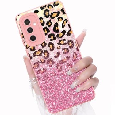 Imagem de CASBST Capa para celular Samsung Galaxy A36 5G, design de estampa de flores da moda, capa de silicone líquido, fina, à prova de choque e resistente a arranhões para Samsung A36 - Glitter de leopardo