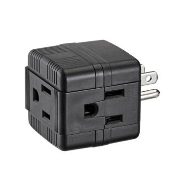 Imagem de Leviton 692-E 15 Amp, 125 Volts, Adaptador de aterramento de cubo triplo, 1 pacote, preto