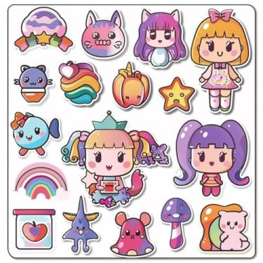 Imagem de Adesivo Fofo Kawai para Crianças - Decorativo de Personagens Anime para Quarto, Caderno e Parede 30x30cm