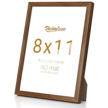 Imagem de Heimlove Moldura de madeira de carvalho, 20 x 28 cm, alta qualidade, 20 x 28 cm, para pendurar na parede ou mesa, molduras 20 x 28 cm natural sem tapete, vidro temperado, kit de parede, cor nogueira
