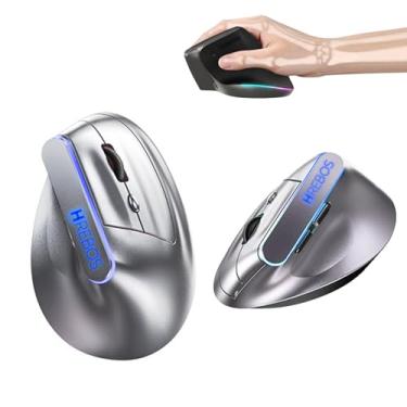 Imagem de Mouse Vertical Ergonômico Sem Fio Recarregável DPI Ajustável USB 2.4G Compatível com Windows Mac Redução deTensão no Pulso – Conforto para Home Office e Escritório