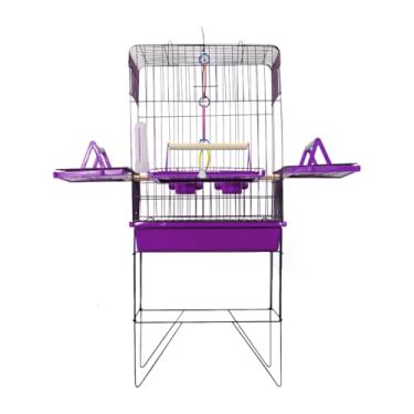 Imagem de Gaiola para Papagaio, Viveiro Grande Gaiola Aberta para Calopsita Triplex para Calopsitas Ring Neck Ave Mansas Pássaros Livres Poleiro Madeira(VIVEIRO PEQUENO BLACK LILAS)
