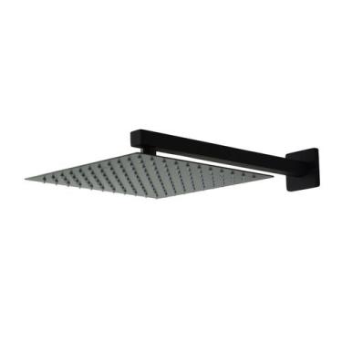 Imagem de Ducha Inox 25 Cm Black 304 C/ Braço Suporte Parede - AMG Metais