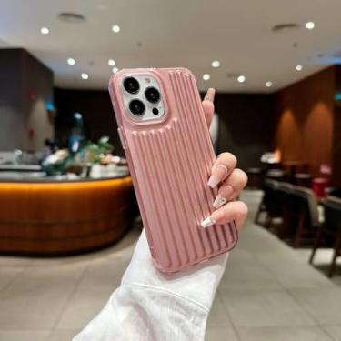 Imagem de Capa de silicone macio à prova de choque para iPhone 16e/rosa, capa listrada de corrugado da moda para iPhone 17 Air 16 E 15 14 Plus 13 12 11 Pro Max