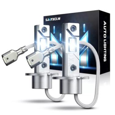 Imagem de SJMYXCLW Lâmpada LED H3, 10.000LM 500% super brilhante, tamanho 1:1 Plug-n-Play, instalação 100% perfeita, lâmpada de farol de neblina LED H3 para lâmpada de neblina, DRL, pronto para canbus, pacote