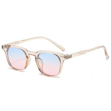 Imagem de Óculos de Sol Femininos com Lentes Degradê e Rebites, Estilo Punk Masculino, para Esportes ao Ar Livre, Corrida e Ciclismo, nas cores Azul Champagne e Rosa.