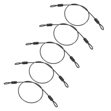 Imagem de PATIKIL Cabo de aço inoxidável revestido de vinil de 1/20.3 cm de diâmetro com laços, 5 peças, corda de fio flexível de 50,8 cm, cordão de segurança para iluminação de palco ao ar livre, trava de