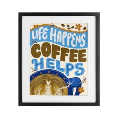 Imagem de Stupell Industries Impressão emoldurada Life Happens Coffee helps preta sob vidro, design de Connie Summers, 53 x 43 cm