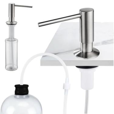 Imagem de Avola Dispensador de loção ou sabão montado no deck para pia de cozinha, bomba de latão, loção líquida, bancada, cozinha, banheiro, saboneteira com kit de tubo de extensão de 120 cm e garrafa PET de