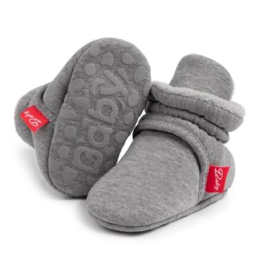 Imagem de Botas de inverno para bebês recém-nascidos, meninas, meninos, quentes, de lã, primeiros andadores, chinelos de inverno, A04/DGrey, 12-18 Months Toddler
