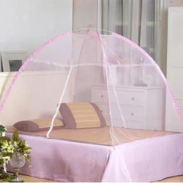 Imagem de Mosquiteiro Tenda para Cama King Dobrável Portátil Proteção Contra Mosquitos(ROSA 180CM)