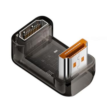 Imagem de CY Extensor adaptador de extensão UHD macho HDMI macho para HDMI 2.1 fêmea UHD 360 graus oposto com Smart LED 8K 60hz HDTV