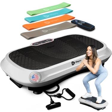 Imagem de Máquina de exercício com placa vibratória LifePro – Plataforma fitness vibratória para treino de corpo inteiro com faixas de laço – Equipamento de treinamento doméstico para perda de peso e