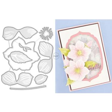 Imagem de DzIxY Conjunto de moldes de corte de metal de flores de pêssego para fazer cartões, conjunto de recortes de papel, estêncil, suprimentos, modelos de máquina