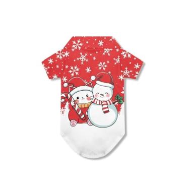 Imagem de Wiryuouvt Camiseta polo de Natal com boneco de neve para cães pequenos, médios, gatos, meninas, PP, roupas para cães pequenos, meninas, meninos, meninas, meninos, animais de estimação, uso interno e