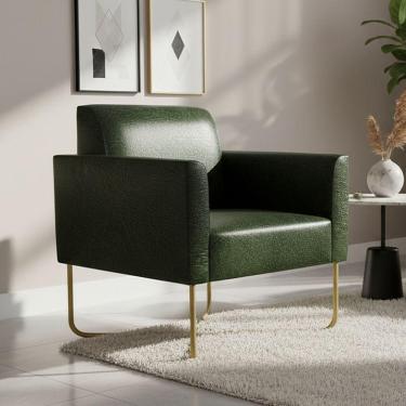 Imagem de Poltrona Base X Industrial Dourado Marisa Corano Verde