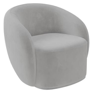 Imagem de Poltrona Para Sala De Estar Giratória Orgânica Garbin K04 Veludo Cinza - Mpozenato