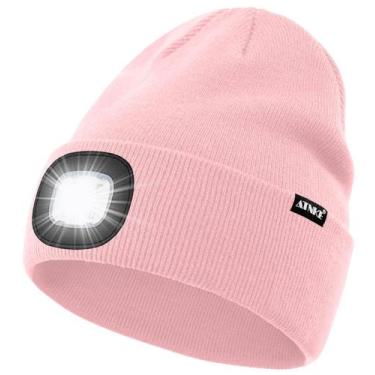 Imagem de Gorro iluminado por LED ATNKE USB recarregável 4 LED Light rosa
