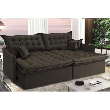 Imagem de Sofá Sem Caixa Retrátil E Reclinável 1,55m Cama Inbox Versátil Suede Velusoft Café