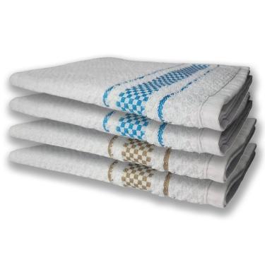 Imagem de 4 Panos De Prato Atoalhado Felpudo Premium Azul+marrom