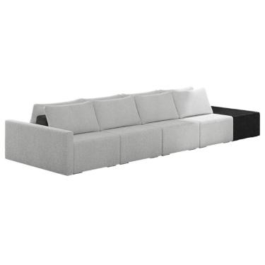 Imagem de Sofá Ilha Modular Living Com Puff 392cm Georgia Z08 Boucle Cinza/preto - Mpozenato
