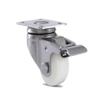 Imagem de Rodizio Giratório Inox 2 Pol Roda Nylon Placa Freio