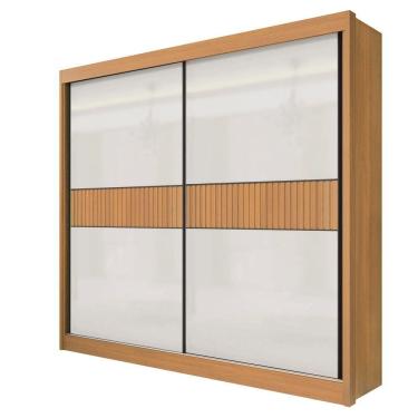 Imagem de Guarda Roupa Casal Cancun Ripado 2 Portas 6 Gavetas Sem Pés - D' Doro Cinamomo/off White/ripado