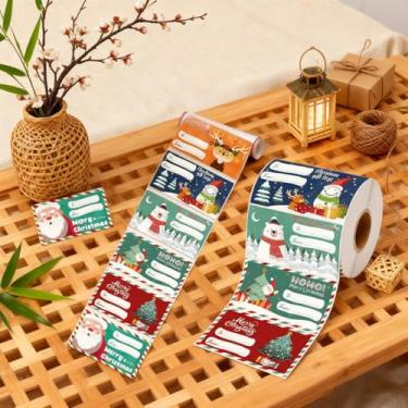 Imagem de 200 peças de etiquetas de presente de Natal, adesivos autoadesivos, etiquetas de férias, para presentes, caixas e decorações de papel de embrulho