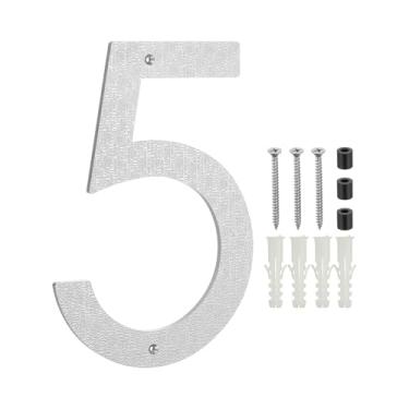 Imagem de PATIKIL Números de casa de 30 cm para o exterior, número 5 ABS textura de plástico flutuante número de casa moderna caixa de correio números de porta com kit de unhas para rua residencial ao ar livre
