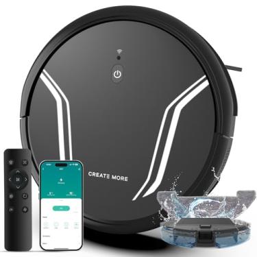 Imagem de Bagotte Robô aspirador de pó com esfregão, fino, silencioso, 6 modos de limpeza, ideal para pêlos de animais de estimação, pisos duros