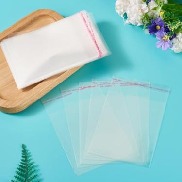 Imagem de 100 peças de sacos plásticos de celofane 14 x 9 cm autovedante retangular transparente bolsa de vedação autoadesiva para joias pequenas, berloques, chaveiros, pingentes, pequenos presentes, à prova de