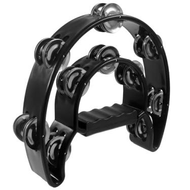 Imagem de Auvotuis Pandeiro de meia lua, percussão manual preta, pandeiro de fileira única para festas, KTV